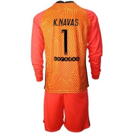 Billiga Fotbollströjor Paris Saint-Germain Keylor Navas 1 Målvakt Barn Hemma tröja 2020/21 Långärmad